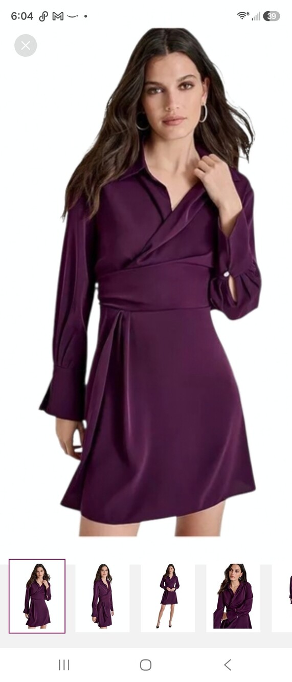 DKNY Wrap Mini Dress in Purple Size 6P Like New